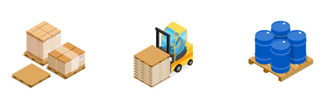 Palletized freight ready for LTL shipping at ANW Trucking warehouse