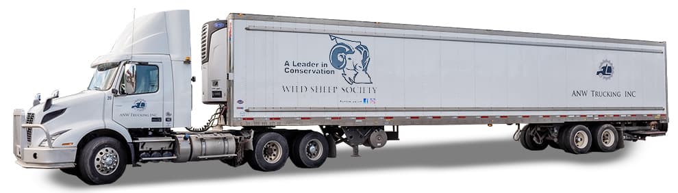 ANW Trucking tractor trailer on the road delivering freight across British Columbia